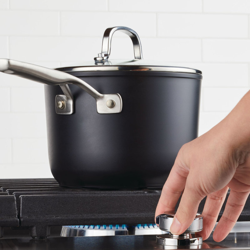 KitchenAid HardAnodized Induction Nonstick Saucepan with Lid, 3Quart